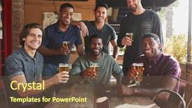  Presentation with sports bar sports bar - Presentation theme consisting of group of male friends meeting background and a  colored foreground