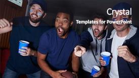  Presentation with sports fans - Slide deck enhanced with group of male sports fans background and a dark gray colored foreground