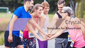  Presentation with runners - Amazing PPT layouts having group-of-marathon-runners-stacking backdrop and a lemonade colored foreground