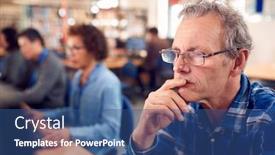  Presentation with computers - Slide set featuring group-of-mature-adult-students background and a ocean colored foreground