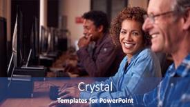  Presentation with college students - Presentation design featuring group-of-mature-adult-students background and a ocean colored foreground