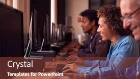  Presentation with college students - Cool new PPT theme with group-of-mature-adult-students backdrop and a tawny brown colored foreground