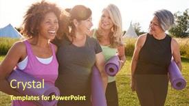  Presentation with retreat - Presentation with middle ages - group of mature female friends background and a tawny brown colored foreground