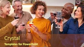  Presentation with celebrate - Slide set consisting of group-of-mature-friends-meeting background and a tawny brown colored foreground