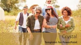  Presentation with campsite - Colorful presentation theme enhanced with walking along path through yurt backdrop and a gold colored foreground