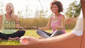  Presentation with retreat - Cool new PPT theme with outdoor yoga retreat sitting circle backdrop and a coral colored foreground