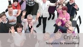  Presentation with general meeting - PPT layouts consisting of group-of-mature-people-applauding background and a light gray colored foreground