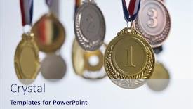  Presentation with medal - Cool new slide set with medal on the white background backdrop and a sky blue colored foreground