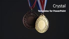  Presentation with medal - PPT theme with group-of-medal background and a black colored foreground