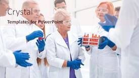  Presentation with study - Presentation theme with group-of-medical-laboratory-employees background and a lemonade colored foreground