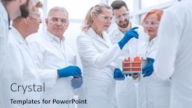  Presentation with employees - Amazing presentation having group-of-medical-laboratory-employees backdrop and a light blue colored foreground