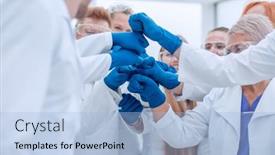  Presentation with unity - Beautiful presentation featuring group-of-medical-professionals-show backdrop and a light blue colored foreground