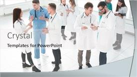  Presentation with medical business - Colorful presentation enhanced with group-of-medical-staff-discussing backdrop and a white colored foreground