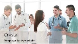  Presentation with medical business - Presentation featuring group-of-medical-staff-discussing background and a mint green colored foreground