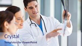  Presentation with medical worker - Presentation theme enhanced with group of medical workers looking background and a sky blue colored foreground