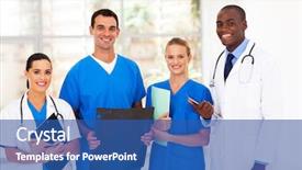  Presentation with medical worker - Cool new PPT theme with knighthood - teutonic knights flag backdrop and a dark gray colored foreground