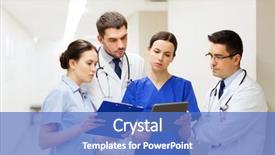  Presentation with clinic - PPT theme consisting of group of medics or doctors background and a teal colored foreground