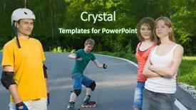  Presentation with women - Presentation theme enhanced with group-of-men-and-women background and a  colored foreground