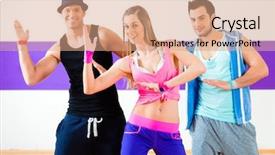  Presentation with group fitness - Presentation theme consisting of group of men and women background and a coral colored foreground