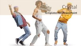  Presentation with dancing - Slide deck with group-of-men-dancing background and a  colored foreground