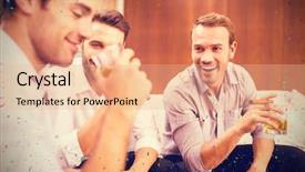  Presentation with cocktail - PPT layouts enhanced with group of men having cocktail background and a  colored foreground