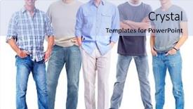  Presentation with group - Cool new slide deck with group-of-men-isolated backdrop and a light blue colored foreground