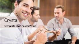  Presentation with smoking - Slide set having group of men smoking background and a coral colored foreground