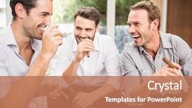  Presentation with smoking - Audience pleasing PPT theme consisting of group of men smoking backdrop and a coral colored foreground