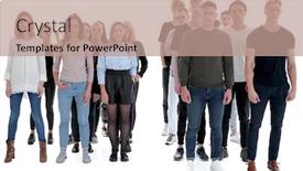  Presentation with silhouettes men women - PPT layouts having group-of-men background and a coral colored foreground