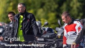  Presentation with atv - Presentation design featuring group-of-men background and a wine colored foreground