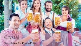  Presentation with beer - PPT layouts featuring group-of-merry-people-drinking background and a coral colored foreground