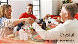  Presentation with christmas food - Presentation theme enhanced with group-of-middle-age-caucasian background and a coral colored foreground