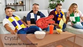  Presentation with friends - Slide deck enhanced with group-of-middle-age-friends background and a coral colored foreground