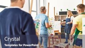  Presentation with middle class - PPT theme featuring group-of-middle-age-paint background and a tawny brown colored foreground