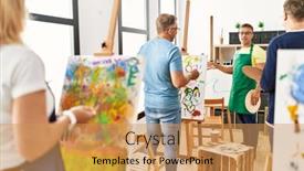  Presentation with middle class - Theme featuring group-of-middle-age-paint background and a yellow colored foreground