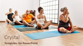  Presentation with group training - PPT layouts featuring group-of-middle-age-people background and a lemonade colored foreground