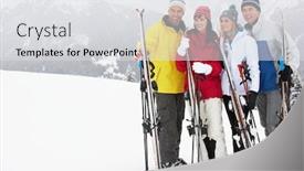  Presentation with ski - Beautiful presentation featuring group-of-middle-aged-couples backdrop and a light gray colored foreground
