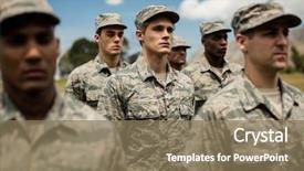  Presentation with boot camp - Audience pleasing slide set consisting of group of military soldiers standing backdrop and a violet colored foreground