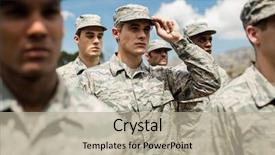  Presentation with boot camp - Audience pleasing presentation design consisting of group of military soldiers standing backdrop and a mint green colored foreground