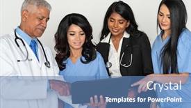  Presentation with nurses - Cool new slide deck with anesthesiologist - group of minority doctors backdrop and a teal colored foreground