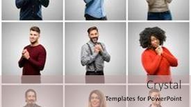  Presentation with confident love - Colorful presentation design enhanced with group-of-mixed-people-women backdrop and a coral colored foreground