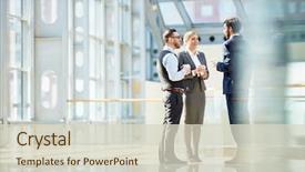  Presentation with group of people - Cool new PPT layouts with group of modern business people backdrop and a soft green colored foreground