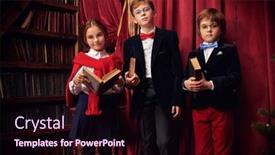  Presentation with modern elegant - PPT theme enhanced with group-of-modern-children background and a wine colored foreground