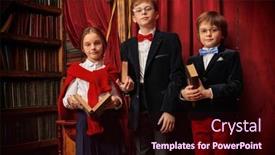  Presentation with children books - Presentation consisting of group-of-modern-children background and a wine colored foreground