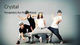  Presentation with hip hop dancing - Beautiful presentation theme featuring group of modern dancers dancing backdrop and a light gray colored foreground