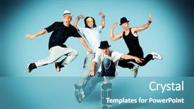  Presentation with hip hop - Audience pleasing presentation theme consisting of group of modern dancers dancing backdrop and a teal colored foreground