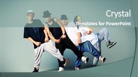  Presentation with hip hop - Presentation theme featuring group of modern dancers dancing background and a gray colored foreground