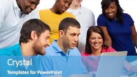  Presentation with multi cultural - Beautiful presentation design featuring group of multi-cultural college backdrop and a teal colored foreground