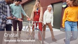  Presentation with multi cultural - PPT theme with group-of-multi-cultural-friends background and a coral colored foreground