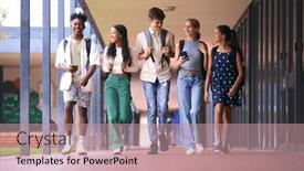  Presentation with cultural - Presentation design enhanced with group-of-multi-cultural-high background and a coral colored foreground